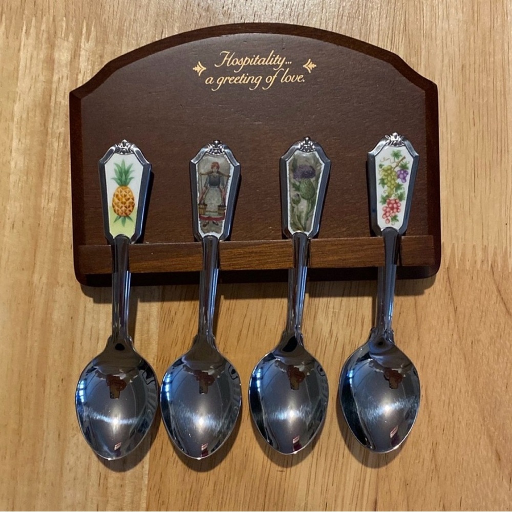 Avon Silver Spoons with Floral and Pineapple Accents
